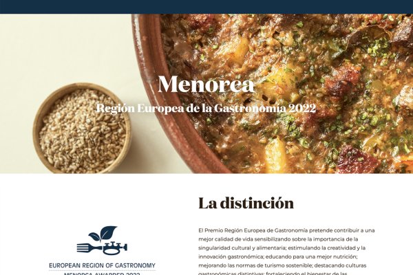 Menorca Regió Europea de Gastronomia 2022 ja disposa de pàgina web