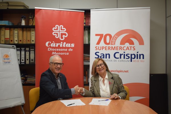 La Cooperativa San Crispín renova el conveni com a “Empresa amb Cor” amb Càritas Menorca