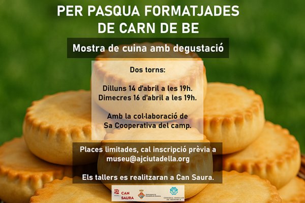 Can Saura acogerá una nueva muestra de cocina con degustación por Pascua: “empanadas de carne de cordero”
