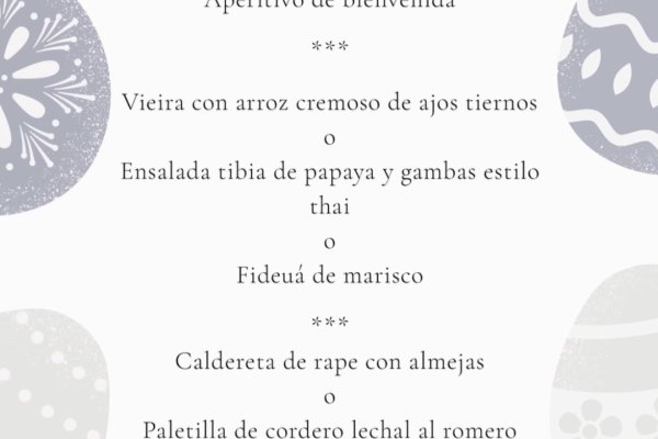 Easter Menu with Mediterranean Flavour at Bahía in Santandria
