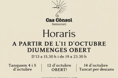 Cas Cònsol obrirà els diumenges a partir de l’11 d’octubre