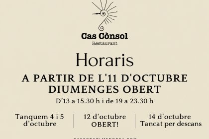 Cas Cònsol obrirà els diumenges a partir de l’11 d’octubre