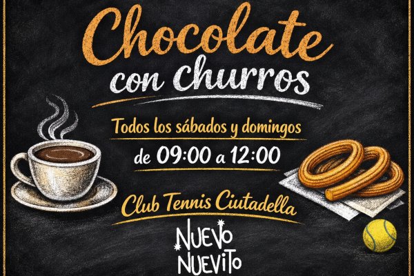 Le bar du Club Tennis Ciutadella propose du chocolat chaud avec des churros les samedis et dimanches
