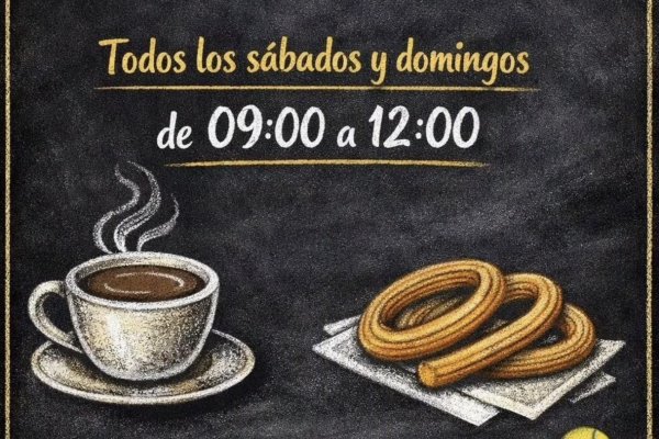 Le bar du Club Tennis Ciutadella propose du chocolat chaud avec des churros les samedis et dimanches