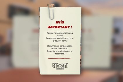 Tiberi Restobar farà una pausa durant el novembre i tornarà a obrir al desembre